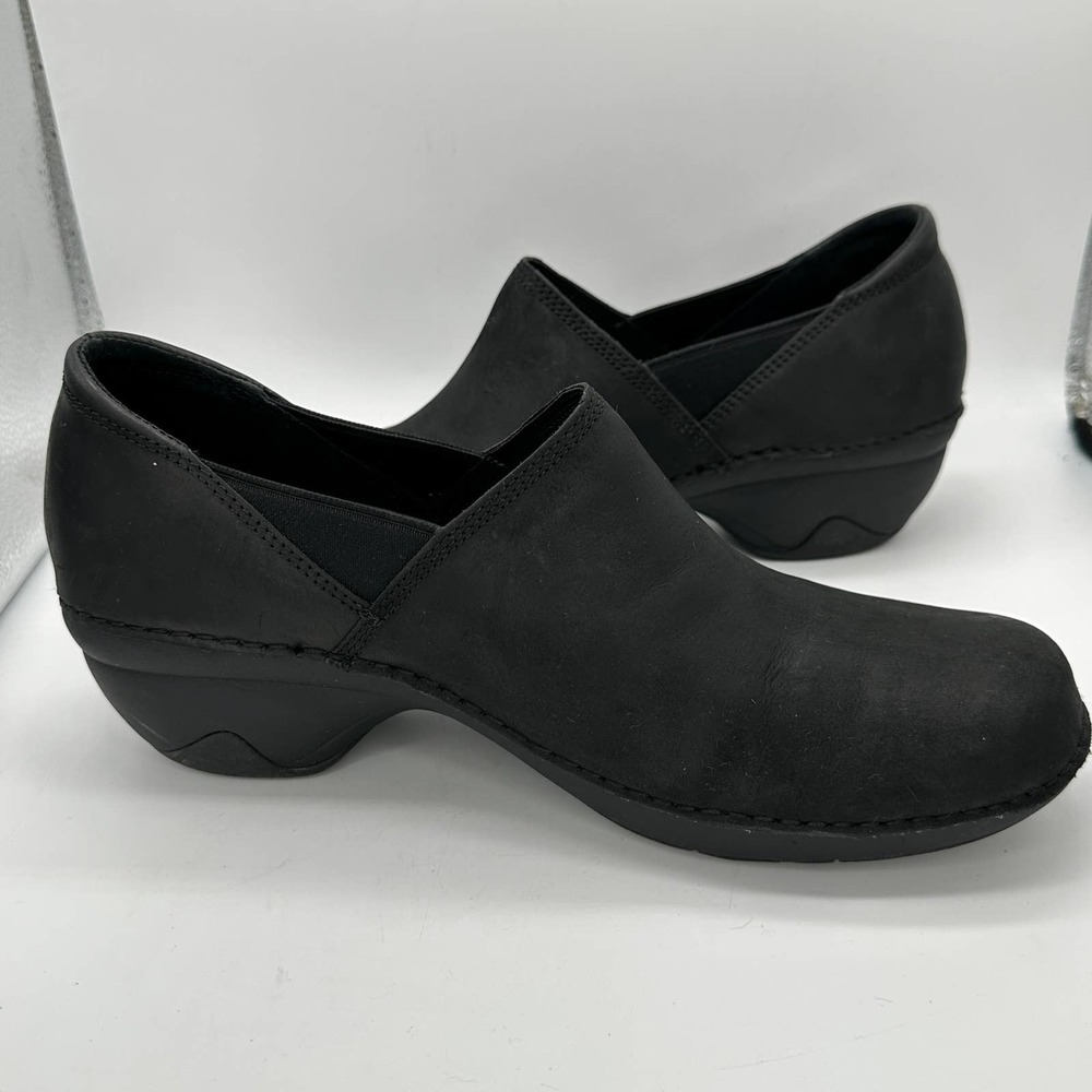 Merrell Emma Womens Size 10 Black Leather Slip On Clog Performance Comfort Shoes